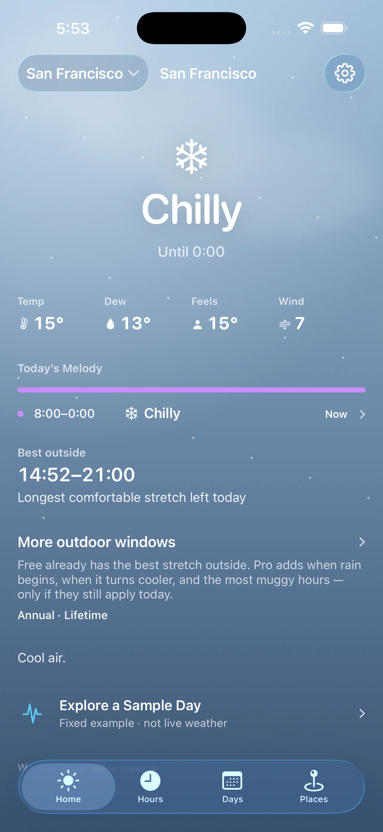 WeatherMelody interface