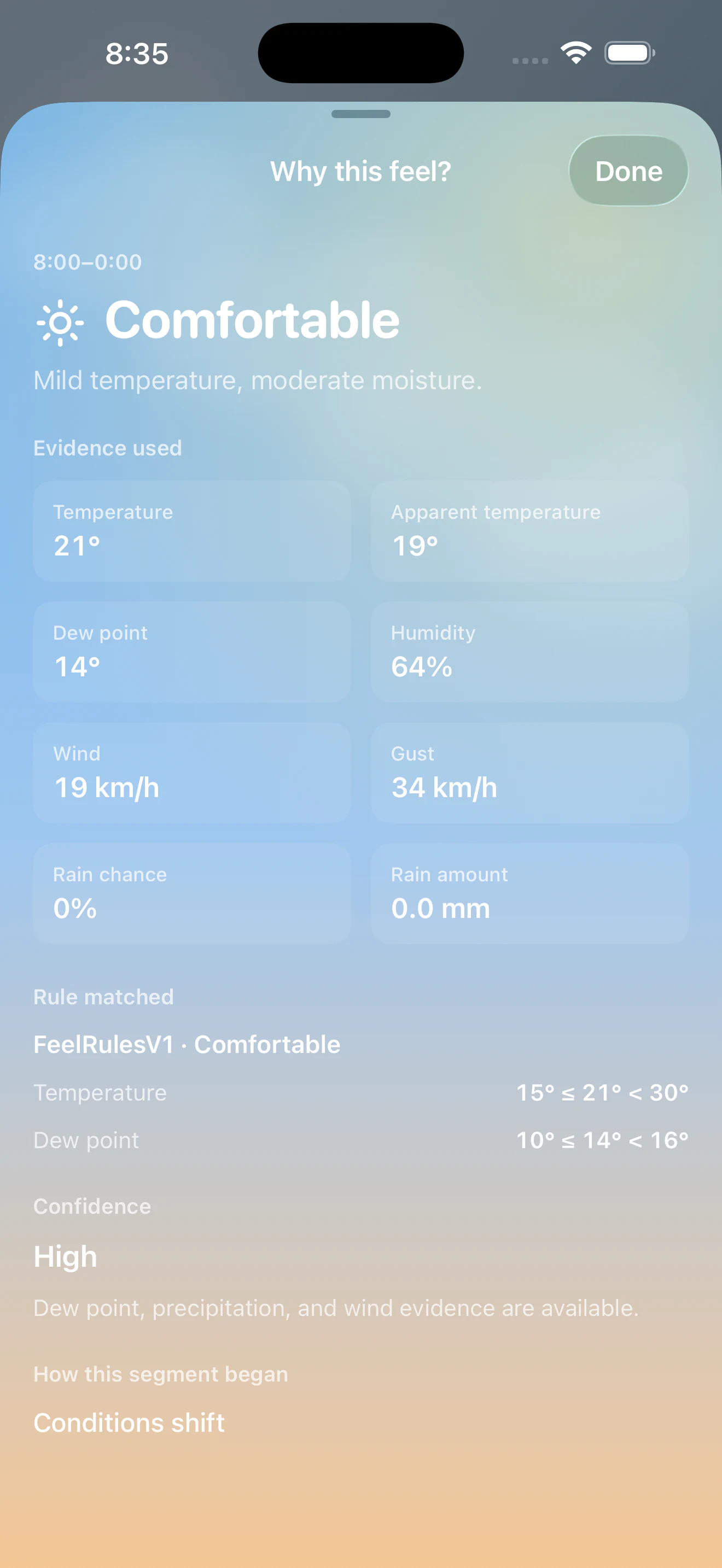 WeatherMelody Why this feel evidence in English on iPhone